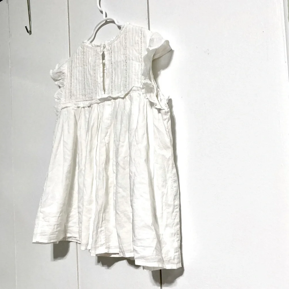 GYMBOREE Cream White Cap Ruffle Sleeves Babydoll Top Girls Large 10 12